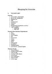 English worksheet: Shopping for Groceries - Vocab and Sentence Patterns