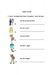 English worksheet: How old are you?