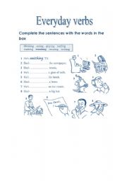 English worksheet: Everyday verbs