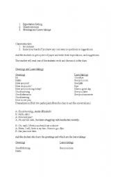 English Worksheet: greetings and leavetakings