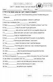 English Worksheet: Can & Should