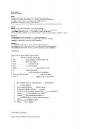 English Worksheet: was-were
