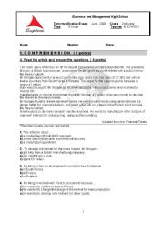 English Worksheet: business english test