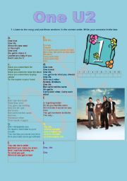 English Worksheet: ONE U2