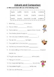 English Worksheet: Adverbs and comparison