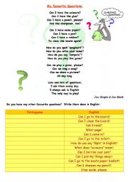 My favourite questions (classroom language) 