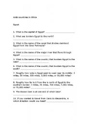 English Worksheet: Arab countries in Africa