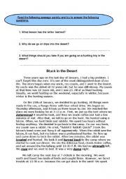 English Worksheet: reading tecxt