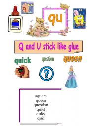 English worksheet: q and u stick like glue