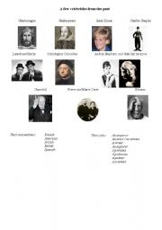 English worksheet: a few celebrities from the past