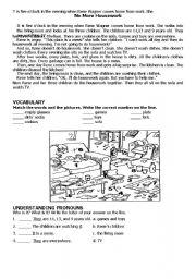 English Worksheet: reading activity-no more housework