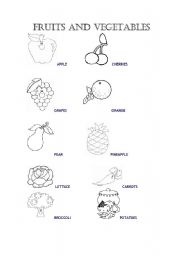 English Worksheet: Fruits and Vegetables