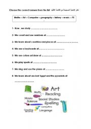 English Worksheet: school subjects