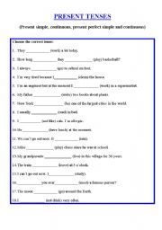 English Worksheet: REVISION PRESENT TENSES