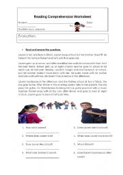 English Worksheet: daily routine reading comprehension activity