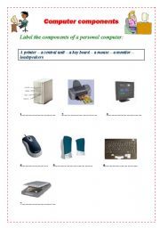 English worksheet: computer component
