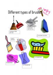 English Worksheet: PICTIONARY: DIFFERENT TYPES OF BRUSHES