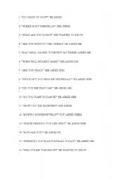 English Worksheet: Reported questions