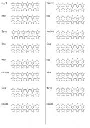 English Worksheet: NUMBERS - colour the stars