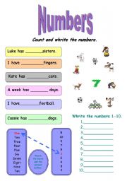 English Worksheet: Count and whrite