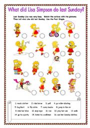 English Worksheet: What did Lisa Simpson do last Sunday?