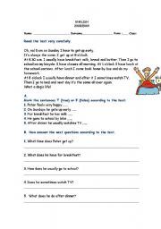 English Worksheet: Daily Routine