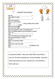English Worksheet: COMPLETING DIALOGUES