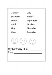 English Worksheet: my birthday