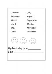 English worksheet: my birthday