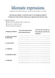 English Worksheet: Stuck in an elevator - idiomatic expressions
