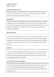 English Worksheet: hairdresser salon presentation