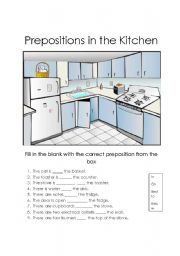 English Worksheet: Prepositions in the Kitchen