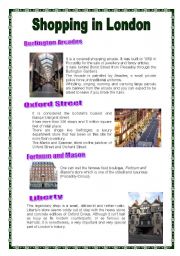 English Worksheet: Shopping in London 1 (05.01.09)