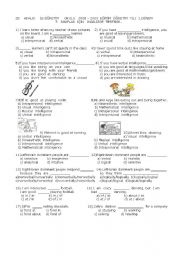 English Worksheet: multiple intelligence/adjective-adverb