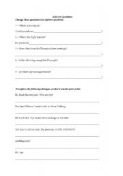 English Worksheet: Indirect Questions and Statements
