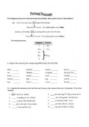 English Worksheet: Personal Pronouns