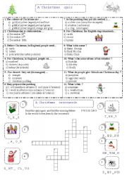 English Worksheet: Christmas quiz  and crossword