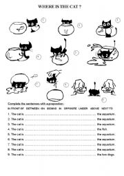 English Worksheet: Where is the cat?