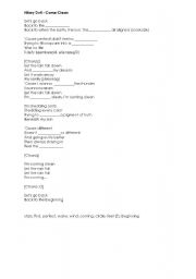 English worksheet: Hilary Duff: Come Clean lyric