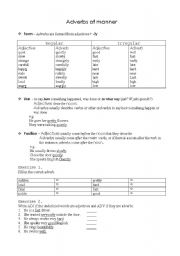 English Worksheet: adverbs of manner