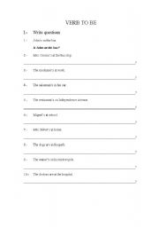 English Worksheet: verb to be exercise