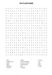 English Worksheet: puzzle about food and drink