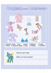 English Worksheet: Sleepwear and Underwear