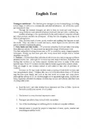 English Worksheet: English Test -(reported speech, connectors)