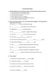 English Worksheet: PRESENT PERFECT