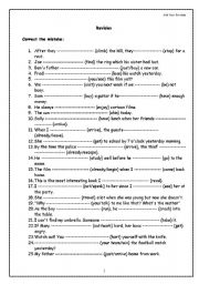 English Worksheet: Grammar Revision 