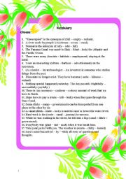 English Worksheet: Vocabulary Excercise for intermediate
