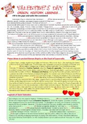 English Worksheet: VALENTINES DAY: ORIGIN, HISTORY, LEGENDS