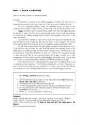 English Worksheet: Write a narrative