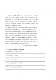 English worksheet: questions on the text